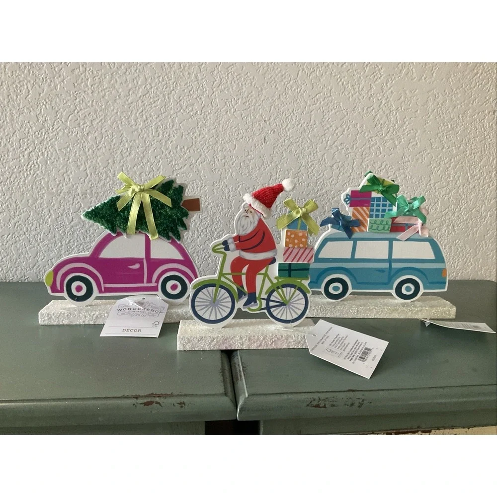 Wondershop by Target‎ Christmas Decor, 3 Car Truck Hauling Christmas New Santa
